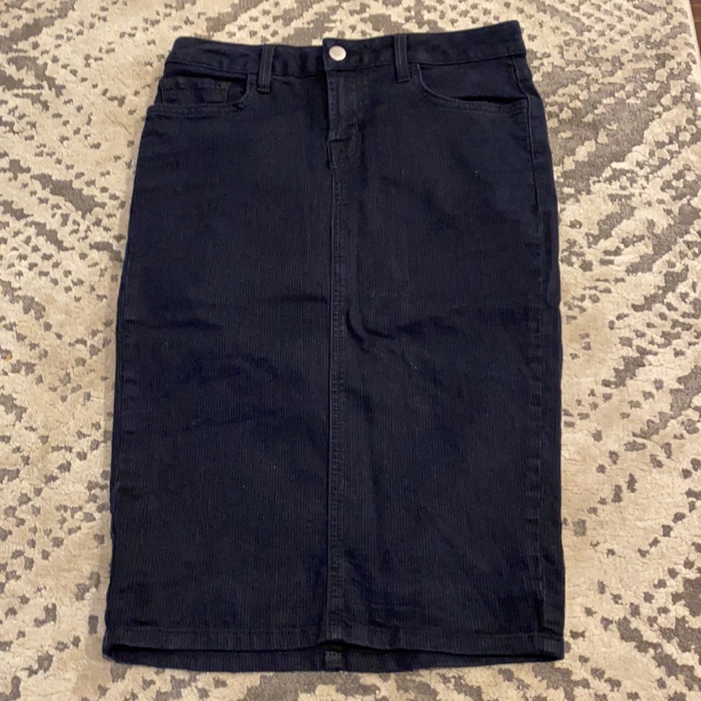 Seersucker dark denim skirt